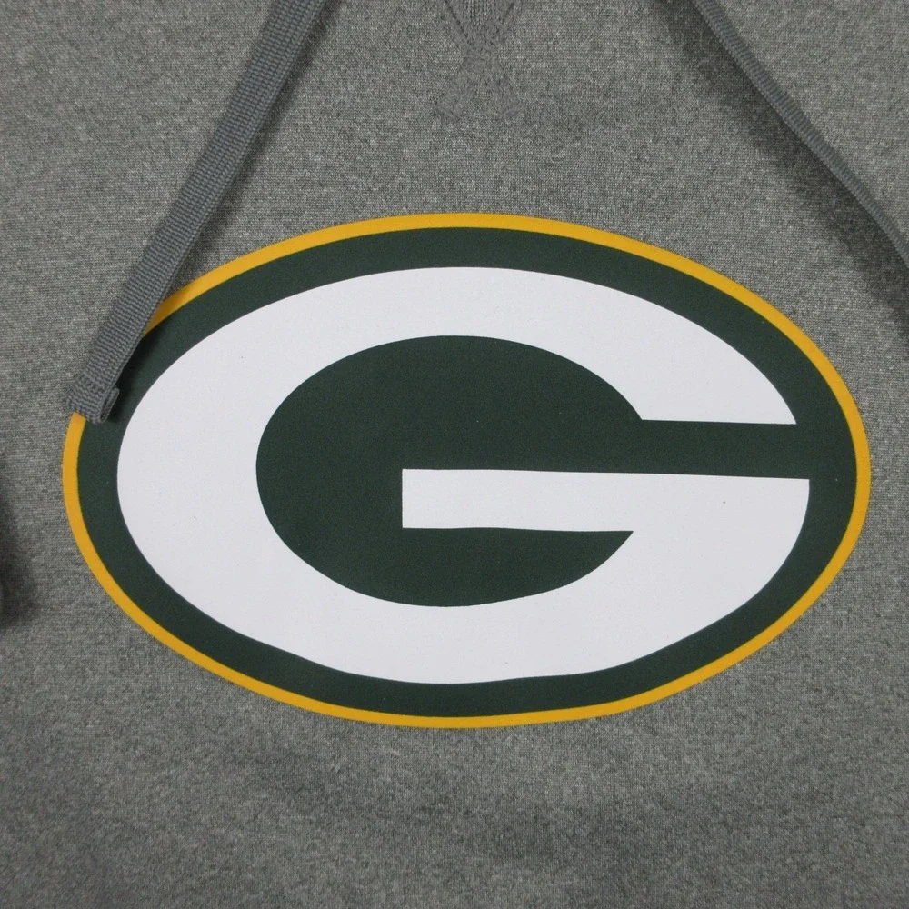 Green Bay Packers Sweater Mens Large Gray Hoodie Sweatshirt Nike Fleece NFL Team